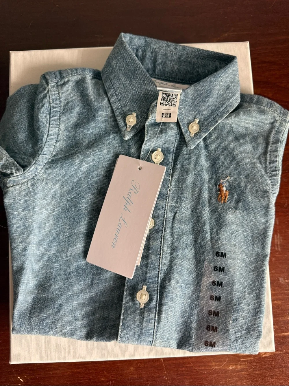NWT Ralph Lauren Blue Denim Baby One-Piece Romper